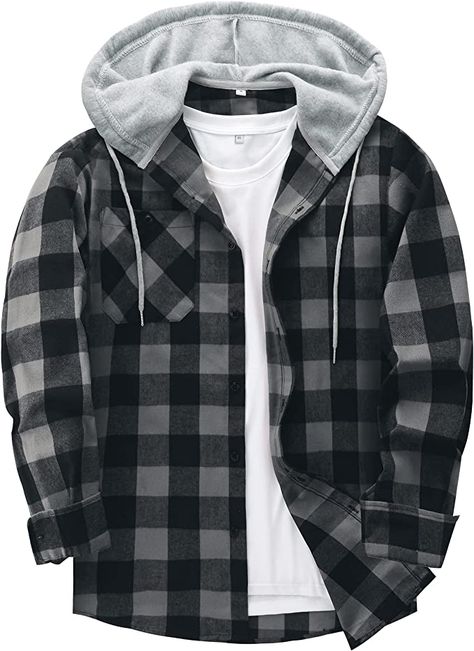 Check Shirt Outfit For Men, Mens Flannel Jacket, Transgender Outfits, Flannel Hoodie, Winter Outwear, Plaid Shirt Men, Mens Flannel Shirt, Sporty Casual, Flannel Jacket