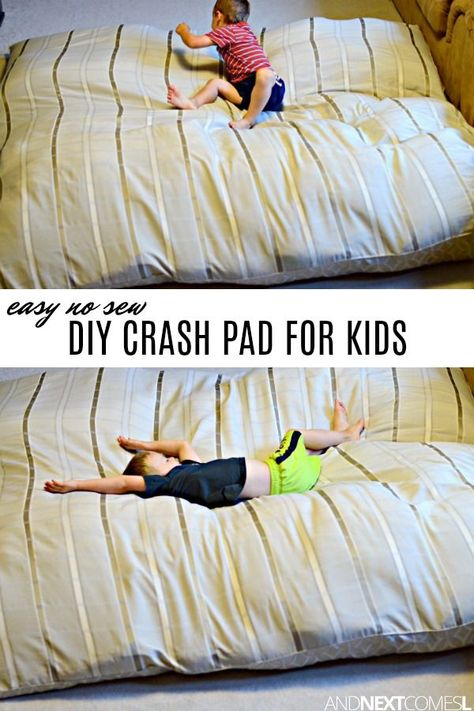 DIY sensory crash pad for kids - so easy to make! #DIY #sensoryhacks #sensoryprocessing #kids Crash Mat, Proprioceptive Input, Small Basement Ideas, Diy Sensory, Sensory Therapy, Sensory Rooms, Small Basement, Crash Pad, Sensory Friendly