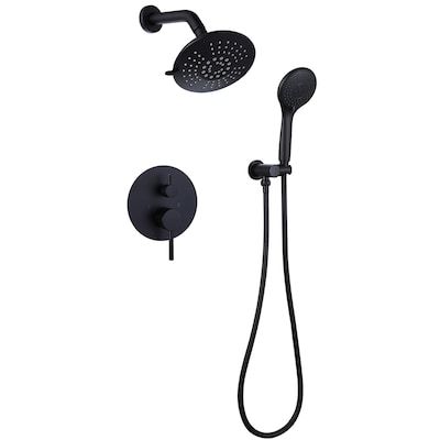 BWE A-98001 Shower Faucet Matte Black 2-handle Multi-function Round Shower Faucet Valve Included in the Shower Faucets department at Lowes.com Bathroom Shower Combo, Primary Bathroom Remodel, Shower Combo, Round Bathroom, Fixed Shower Head, Laundry Ideas, Shower Parts, Bathroom Redesign, Primary Bathroom