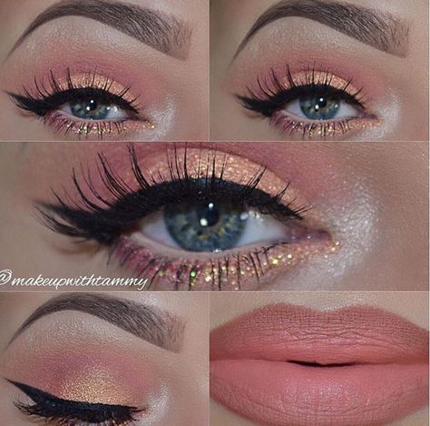 Peach Eye Makeup, Makeup Bold, Golden Eye Makeup, Glam Eye Makeup, Eye Makeup Cut Crease, Natural Eye Makeup Tutorial, Nails Orange, Dark Eye Makeup, Orange Blush