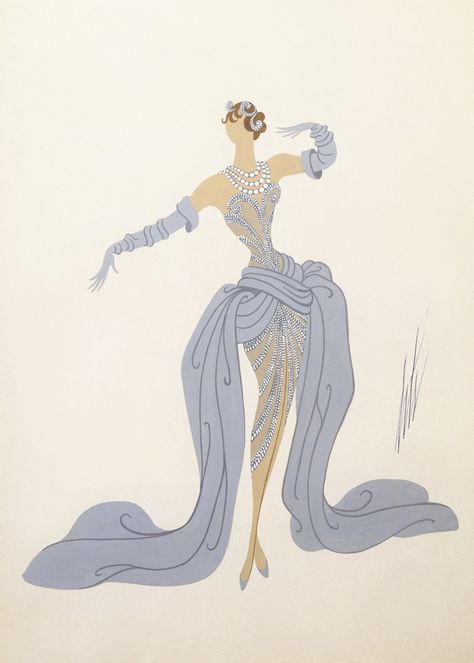 Erte Illustration, Art Deco Fashion Illustration, Erte Art Deco, Erte Art, Romain De Tirtoff, Art Deco Illustrations, Art Deco Artists, Art Deco Illustration, Art Deco Movement