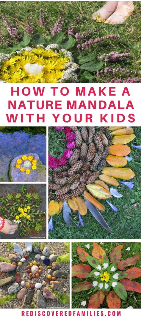 Art Out Of Nature, Nature Walk Activities For Adults, Nature Education Activities, Beltane Crafts For Kids, Nature Craft Ideas For Kids, Nature Art Activities For Kids, Spring Nature Crafts For Kids, Nature Camp Ideas, Nature Mandala Art