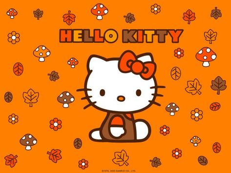 hello kitty fall autumn orange wallpaper leaves flowers mushrooms Hello Kitty Fall Wallpaper, Orange Hello Kitty, Hello Kitty Halloween Wallpaper, Halloween Desktop Wallpaper, Hello Wallpaper, Sf Wallpaper, Autumn Leaves Wallpaper, Hello Kitty Imagenes, Thanksgiving Images