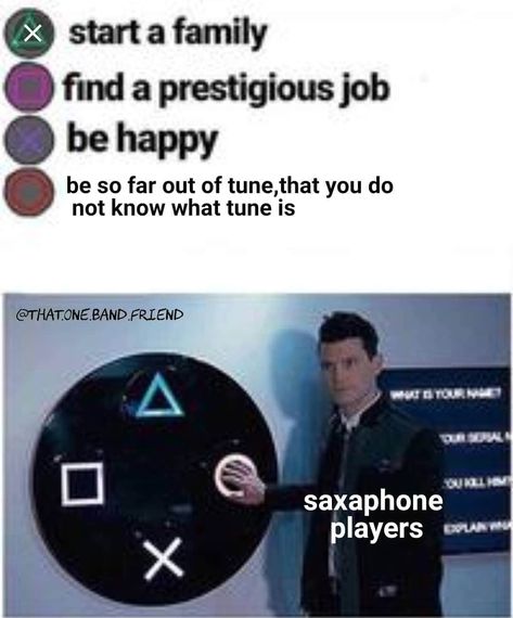 Band Nerd Humor, Saxophone Jokes Band Humor, Band Memes Funny So True, Saxophone Jokes, Band Kids Humor, Band Memes Funny, Funny Band Jokes, Band Puns, Musician Jokes