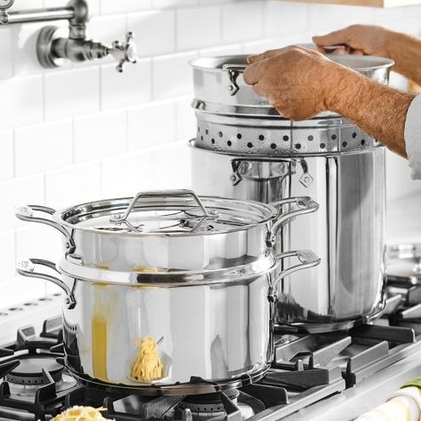 multi pot | Williams Sonoma Blanching Vegetables, Boiling Potatoes, Stainless Steel Kitchenware, Soup Thermos, Cooking Pasta, Pasta Pot, Stainless Steel Cookware, Stock Pot, Williams Sonoma