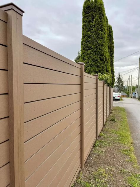 1 new message Composite Fence Ideas Modern, Deck Board Fence, Composite Fence Ideas, Garden Fence Paint, Backyard Fencing, Decking Fence, Hardie Board, House Fence, Decking Boards