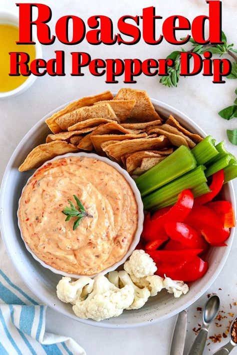 Red Pepper Feta Dip, Roasted Red Pepper Dip, Red Pepper Dip, Pepper Dip, Awesome Appetizers, Vegetable Appetizers, Stuffed Pepper Dip, Low Cholesterol Recipes, Appetizers For A Crowd