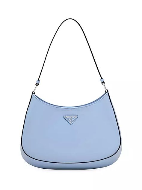 Luxury Blue Bags, Prada Blue Bag, Blue Designer Bag, Blue Wishlist, Cute Shoulder Bags, Shoulder Bag Prada, Blue Prada, Prada Cleo, Prada Purse