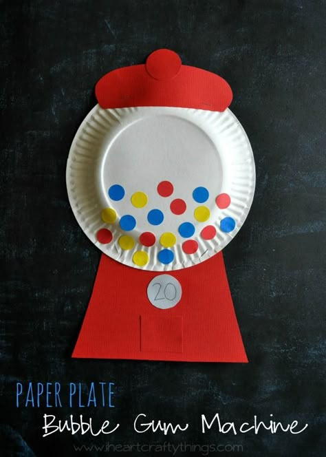 Bubble Gum Machine Craft, Paper Plate Art, Gum Machine, Bubble Gum Machine, Paper Plate Crafts For Kids, Paper Plate Crafts, Daycare Crafts, Plate Crafts, Crafty Kids