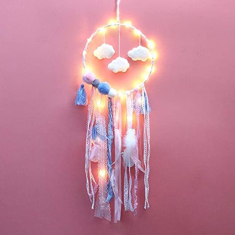 Dream Catcher Pink, Rainbow Dream Catcher, Dreamcatcher Diy, Atrapasueños Diy, Gold Room, Dream Catcher Decor, Dream Catcher Craft, Pink Room Decor, Pink Cloud