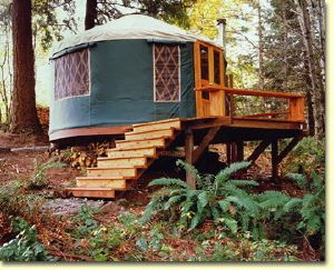 Yurt in the forest behind my gorgeous pretend mountain cottage. A girl can dream. Yurt House, Pacific Yurts, Yurt Life, Bunkie Ideas, Round Homes, Yurt Camping, Yurt Home, Yurt Living, Hotel Ideas