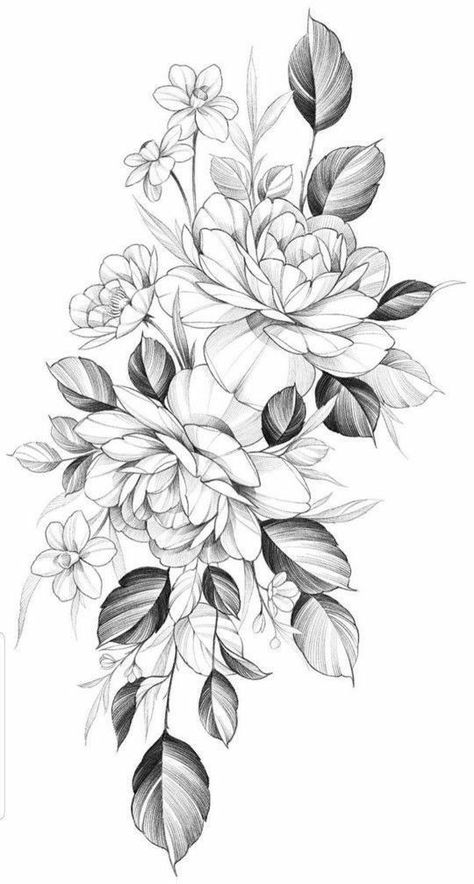 Floral Thigh Tattoos, Flower Thigh Tattoos, Flower Tattoo Drawings, Floral Tattoo Sleeve, Sunflower Tattoos, Floral Tattoo Design, Flower Tattoo Designs, Tattoo Design Drawings, Rose Tattoos