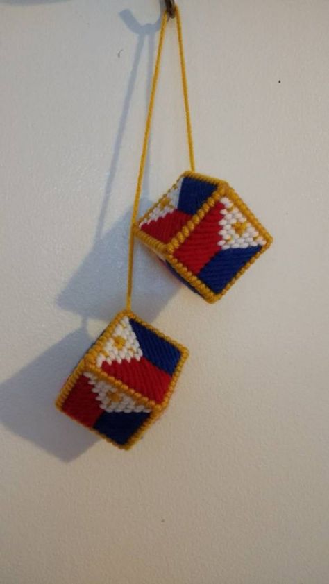 Car Dice, Filipino Pride, Philippines Flag, Different Flags, Beautiful Country, Plastic Canvas Patterns, Canvas Patterns, Rearview Mirror, Craft Materials