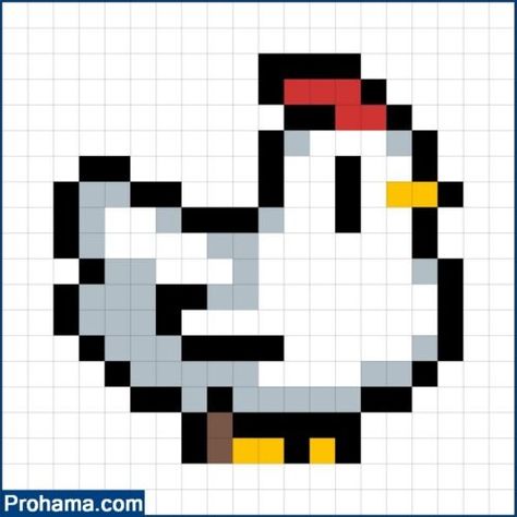 Chicken Pixel Art | 16x16 Pixel Art | Simple Pixel Art Baby Chicken Pixel Art, Stardew Chicken Pixel Art, Pixel Art Pattern 16x16, Cute Pixel Art 16x16, Creative Pixel Art, 12x12 Pixel Art, Pixel Art For Minecraft, 16x16 Pixel Art Grid, Chicken Perler Bead Patterns