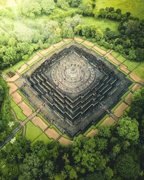 Borobudur Temple - EarthIsMysterious Buddhist Architecture, Buddhist Stupa, Borobudur Temple, Drone Images, Central Java, Buddhist Temple, Birds Eye, Aerial View, World Heritage