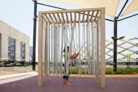 Free Play have designed an interactive playground at the Hazza Bin Zayed Stadium in Abu Dhabi Playgrounds Ideas, Interactive Playground, Iot Design, Urban Ideas, Interactive Installations, Playground Ideas, Sound Installation, Playhouse Outdoor, Sound Studio