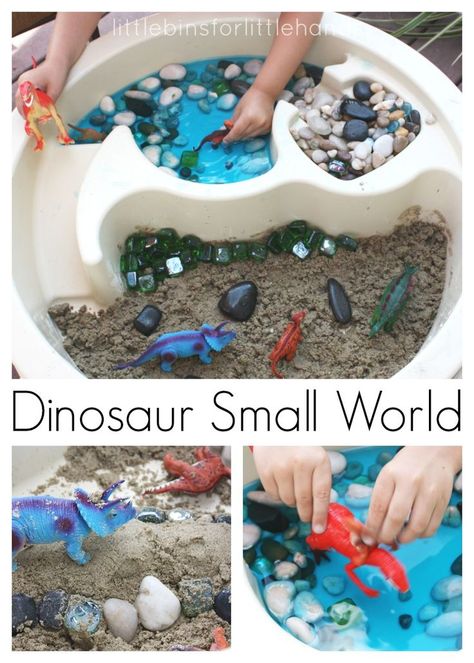 Dinosaur Sensory Bin With Moon Sand. Dinosaur Small World Play for Kids. Tactile Sensory Play. Explorer Room, Dinosaur Sensory Bin, Dinosaur Small World, Dinosaur Week, Dinosaur Sensory, Preschool Sensory, Montessori Science, Dinosaur Dig, Sensory Tubs