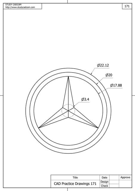 Cad practice drawings 121 130 | PDF Mercedes Logo Drawing, Benz Logo, Mercedes Logo, Mechanical Engineering Design, Isometric Drawing, 3d Cnc, Mercedes Benz Logo, Geometric Drawing, Geometric Logo