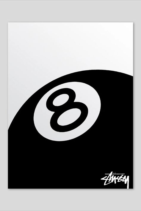 8 Ball Poster Print, 8 Ball Picture, Things To Print Out For Your Room Black And White, 8 Ball Canvas Painting, Magic 8 Ball Painting, Eight Ball Drawing, Eight Ball Painting, 8 Ball Painting On Canvas, Stussy Drawing