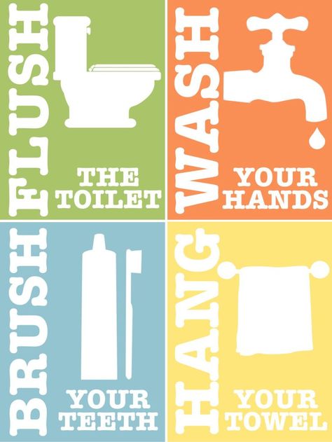 Bathroom Signs Diy, Bathroom Rules Printable, Unisex Bathroom Sign, Printable Bathroom Signs, Kids Bathroom Wall Decor, Bathroom Art Printables, Mold In Bathroom, Rules For Kids, Bathroom Printables