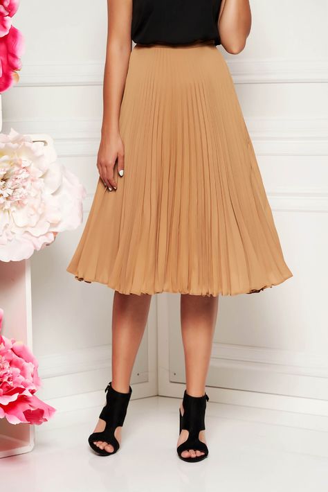 StarShinerS cappuccino elegant cloche skirt voile fabric folded up high waisted, inside lining, voile fabric, folded up, side zip fastening Cloche Skirt, Voile Fabric, Skirts For Women, Folded Up, Body Measurements, Cappuccino, Online Clothing, Size Clothing, Side Zip