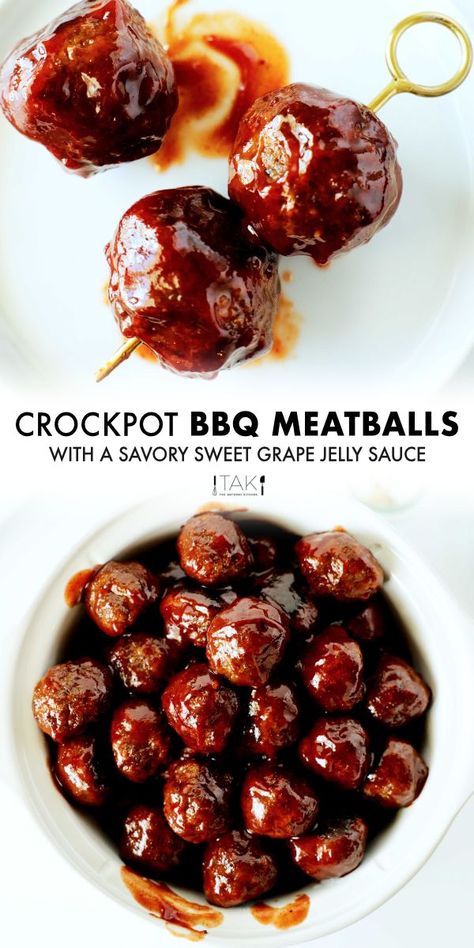 Cocktail Meatballs Grape Jelly, Crockpot Bbq Meatballs, Meatballs With Grape Jelly, Bbq Grape Jelly Meatballs, Bbq Meatballs Crockpot, Sweet Meatballs, Meatballs Crockpot, Crockpot Meatballs, Meatballs Recipes