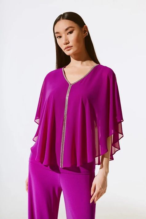 Women's Clothing – Page 2 – Amour Boutique Chiffon Poncho, Poncho Design, Poncho Top, Flattering Tops, Scarf Casual, Blouse Style, Poncho Tops, Rhinestone Trim, Chic Top