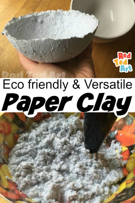 How to Make Paper Clay - 8 Steps with Pictures - Red Ted Art Hantverk Diy, Homemade Clay, Paper Mache Clay, Paper Mache Art, Paper Mache Crafts, Shredded Paper, Make Paper, Clay Food, Eco Friendly Paper