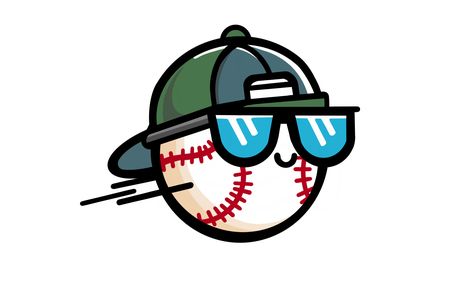 Baseball flying through the air with sunglasses and a hat on Baseball Painting Easy, Baseball Animation, Baseball And Bat Drawing, Baseball Car Decals, Baseball Stickers, Sticker Cute, Clothing Logo, Anime Music, Journal Gift