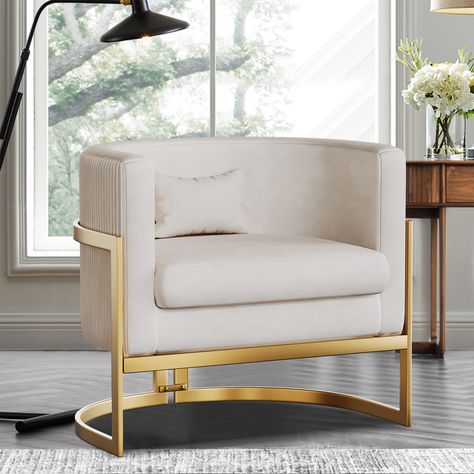 Etta Avenue™ Shelbi 31Cm W Armchair & Reviews - Wayfair Canada Fancy Chair, Velvet Living Room, Toss Pillow, Grey Armchair, Contemporary Chairs, Glam Style, Living Room Furniture Chairs, Velvet Armchair, Upholstered Arm Chair