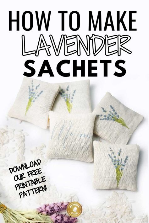 DIY Lavender Sachets - Free Adorable Template Lavender Sachets Diy, Diy Lavender, Lavender Leaves, Lavender Benefits, Invisible Stitch, Sewing Projects Free, Dekor Diy, Lavender Buds, Lavender Sachets