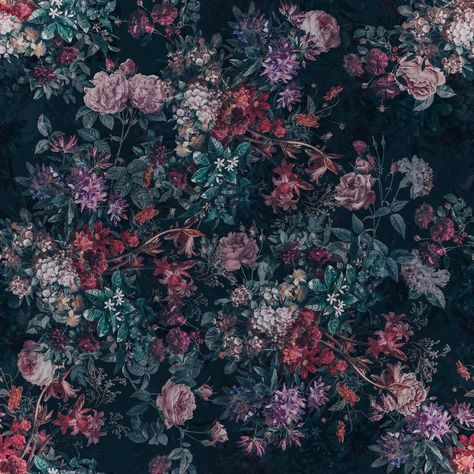 Gothic Dark Wallpaper Black Garden Floral Peel and Stick - Etsy Black Floral Wallpaper, Moody Wallpaper, Dark Garden, Section 8, Pink Flowers Wallpaper, Gothic Garden, Black Garden, Wallpaper Rolls, Botanical Wallpaper