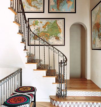 maps+for+decorating | ... Collection Galleries World Map App Garden Camera Finder Flickr Blog Framing Maps, Vintage Maps Printable, Decorating With Maps, Global Decor, Domino Magazine, Stair Case, Map Decor, Bohemian Living, Framed Maps