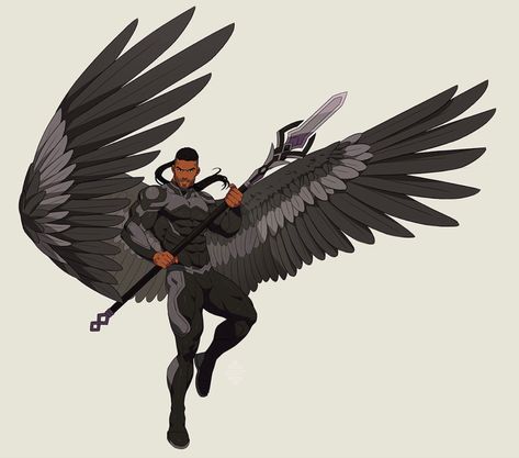 Winged Character Art, Winged Human Character Design, Winged Character Design, Character With Wings, Winged Characters, Winged Character, Dark Superhero, Human Wings, Superhero Designs