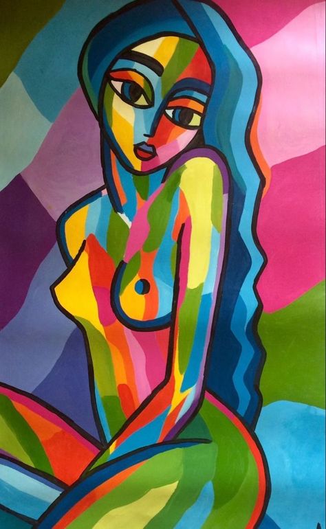 Blue Girl, Tableau Art, Cubism, Art Abstrait, Art Moderne, Abstract Painting, Pop Art, A Woman, Abstract Art