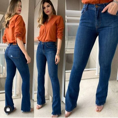 Outfits Con Pantalon Oxford, Oxford Jeans Outfit, Outfits With Wide Leg Jeans, Flare Jean Outfit, Casual Oufits, Outfits Con Jeans, Looks Jeans, Blue Jean Outfits, Classy Casual