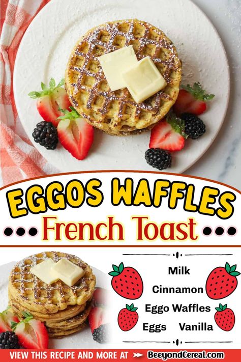 Using frozen waffles to make french toast is a wonderful way to enjoy breakfast in a new way. Combining french toast flavors with buttery toaster waffles makes every bite worth savoring. Eggo French Toast Waffles, Eggos Waffles, Waffle French Toast, English Muffin French Toast, Toaster Waffles, French Toast Waffles, Eggo Waffles, Easy Breakfasts, Frozen Waffles