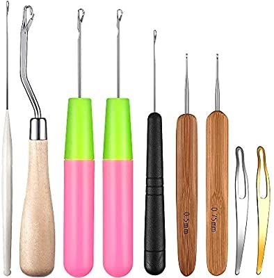 9 Pieces Latch Hook Tool, WIOR Crochet Needles Dreadlock Crochet Hook Hair Locking Tool for Braid Hair Carpet Making and Other Craft: Amazon.ca: Home & Kitchen Crochet Locks, Carpet Making, Carpet Repair, Hook Crochet, Crochet Needle, Diy Wig, Hair Set, Crochet Tools, Crochet Hook Set