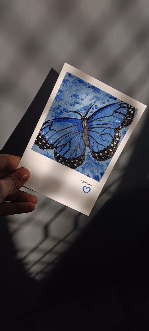 Posca Butterfly, Butterfly Polaroid Painting, Pressed Flower Butterfly, Butterfly In Picture Frame, Postage Stamp Monarch Butterfly, Butterfly Photos, Art