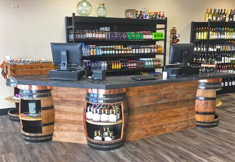 liquor store counter design Counter Display Ideas, Store Interior Design Ideas, Wine Store Display, Store Display Ideas, Store Counter Design, Wine Store Design, Wine Shop Interior, Store Shelving, Store Interior Design