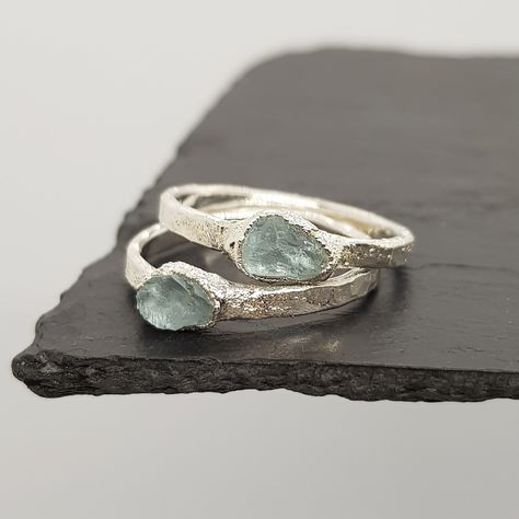 raw aquamarine rings Silver Aquamarine Engagement Ring, Simple Silver Rings With Stones, Natural Rock Ring, Crystal Rings Silver, Handmade Jewelry Silver, Silver Handmade Ring, Silver Ring Stone, Silver Handmade Rings, Engagement Rings Unique Silver