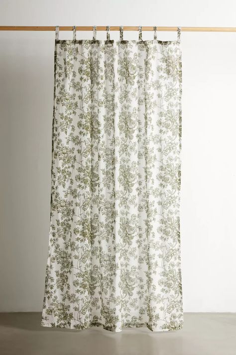 Toile Floral Window Panel | Urban Outfitters Front Window Curtains, Toile Curtains, Bathroom Window Curtains, Window Curtains Living Room, Green Shower Curtains, Uo Home, Bathroom Windows, Floral Curtains, Tiny House Living