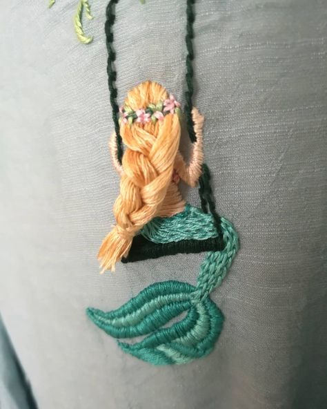 Mermaid Embroidery Patterns, Embroidery Mermaid, Mermaid Embroidery Designs, Hair Embroidery, Embroidery Beach, Embroidery Hair, 3d Hair, Mermaid Embroidery, Mermaid Stuff