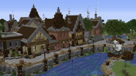 Minecraft Kale, Town Minecraft, Village In Minecraft, Minecraft Medieval Village, Vila Medieval, Minecraft Town, Minecraft Kingdom, Minecraft Houses Survival, Minecraft Structures