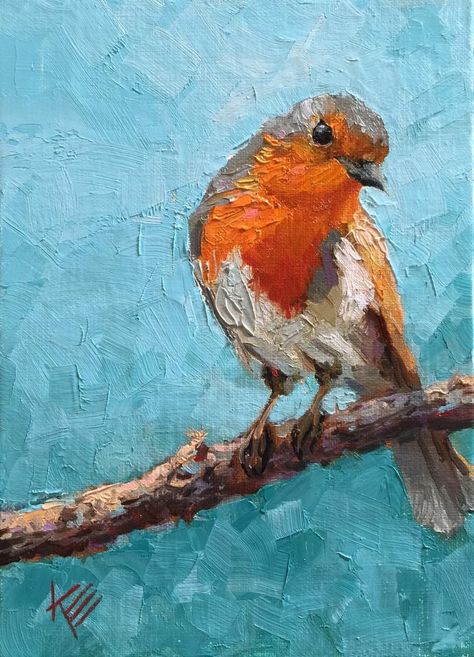 reminds me of the cheeky little beggar from secret garden Bird Painting Acrylic, Tree Drawing, Bird Drawings, Birds Painting, Original Fine Art, Acrylic Art, Bird Art, Animal Paintings, Art Works