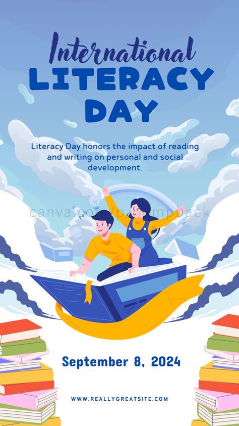 Celebrate International Literacy Day with our inspiring design! Perfect for social media posts, educational posters, and event decorations. Click to view and download now! #InternationalLiteracyDay, #LiteracyForAll, #EducationMatters, #ReadAndWrite, #LiteracyAwareness, #PromoteEducation, #GlobalLiteracy, #LiteracyCampaign, #EducationalDesign, #CanvaTemplate, #InspiringDesign International Education Day Poster, Literacy Day Poster, Literacy Poster, International Day Of Education, International Literacy Day, Education Day, Master Artists, Literacy Day, Create Your Story