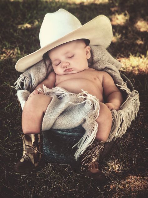 My little cowboy Newborn In Cowboy Hat, Cowboy Newborn Photography, Cowboy Baby Photoshoot, Cowboy Newborn Pictures, Western Newborn Photography, One Year Old Baby Photoshoot, Western Newborn Pictures, One Month Old Baby Pictures, Newborn Cowboy