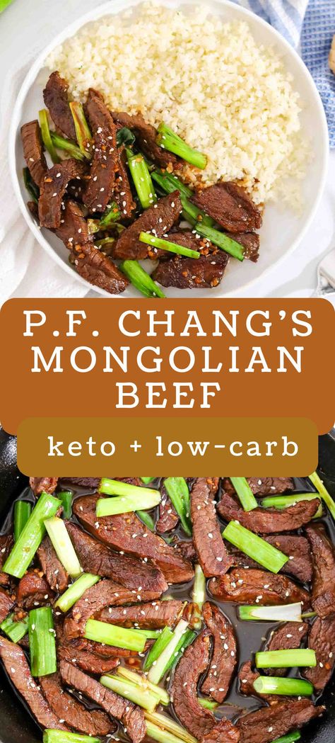 Mongolian beef with cauliflower rice Keto Chinese Recipes, Keto Asian Recipes, Keto Mongolian Beef, Keto Chinese Food, Paleo Lunches, Keto Chinese, Mongolian Beef Recipe, Mongolian Beef Recipes, Keto Treats