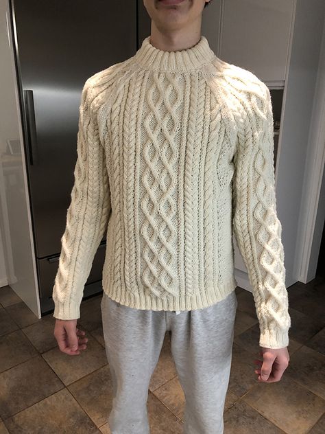 Knit Sweater Pattern Free, Cable Knit Sweater Pattern Free, Mens Cable Knit Sweater, Jumper For Men, Cable Knit Sweater Pattern, Intermediate Knitting Patterns, Knit Sweater Pattern, Sweater Pattern Free, Advanced Knitting