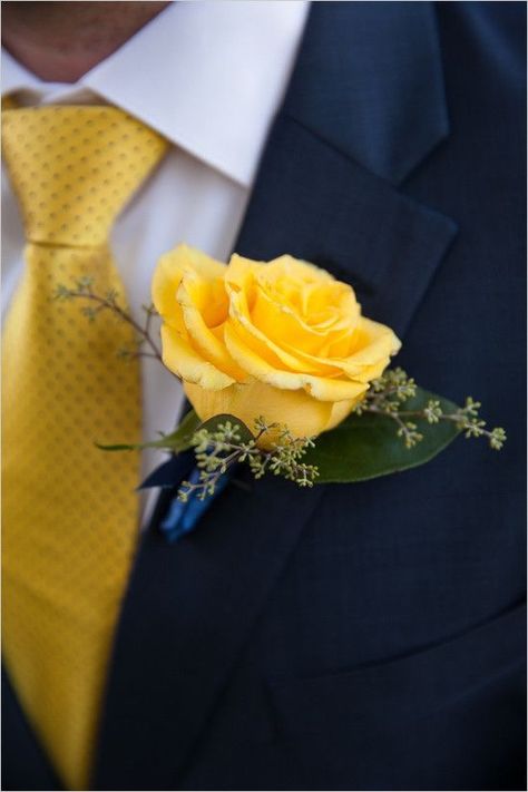 Yellow Rose Boutonniere, Blue Yellow Weddings, Yellow Wedding Inspiration, Yellow Wedding Theme, Rose Boutonniere, Yellow Colour Scheme, Color Palette Yellow, Yellow Bridesmaids, Prom Flowers